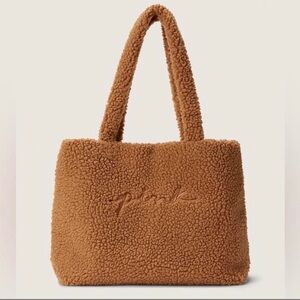 NWT Pink Cozy Fleece Tote style Camel Colored Fuzzy Bag🌻